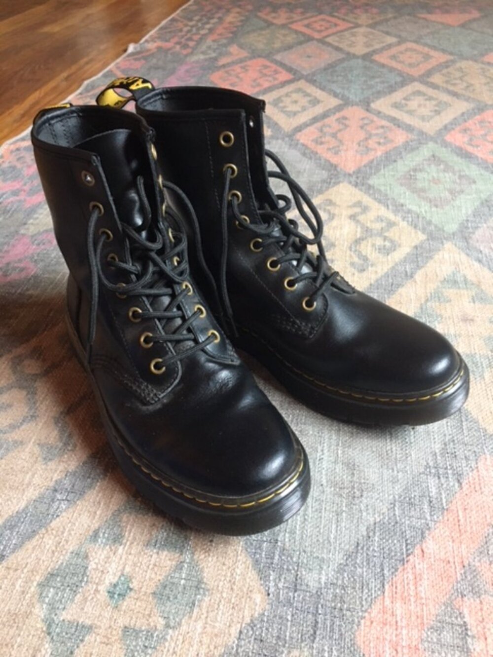 Dr. Martens Zavala Black Leather Combat Boots